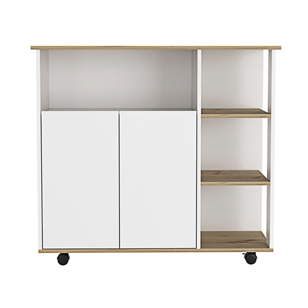 17 Stories Kitchen Cart 35" H,Four Open Shelves, Double Door